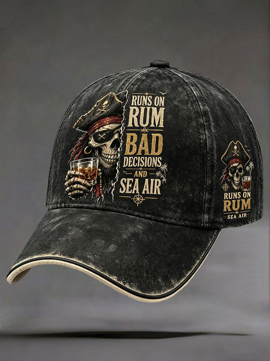 "Läuft auf Rum, schlechten Entscheidungen und Sea Air" Unisex Vintage Hüte