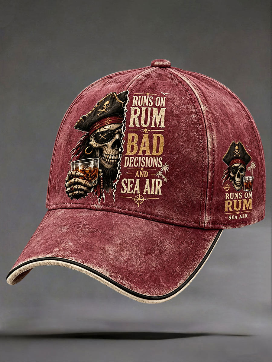"Läuft auf Rum, schlechten Entscheidungen und Sea Air" Unisex Vintage Hüte