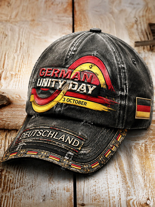 Deutsche Flagge Einheitsfeiertag Denim-Print Freizeithut