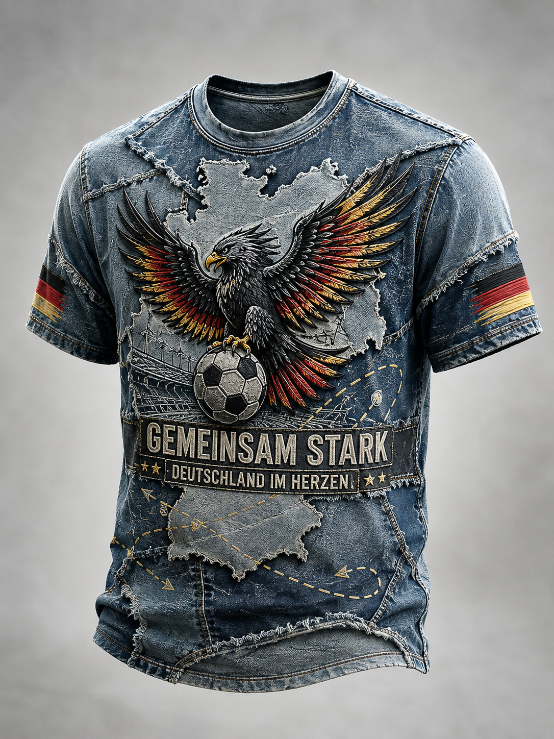 Herren-T-Shirt mit kurzen Ärmeln im Fußball-Design, Deutschland