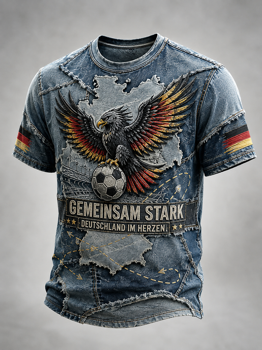 Herren-T-Shirt mit kurzen Ärmeln im Fußball-Design, Deutschland
