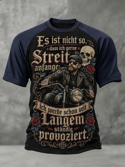 Herren-Raglan-T-Shirt mit Vintage-Schriftzug-Print