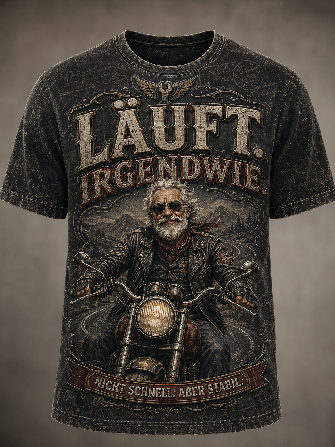 Herren-T-Shirt mit humorvollem Spruch und kurzen Ärmeln