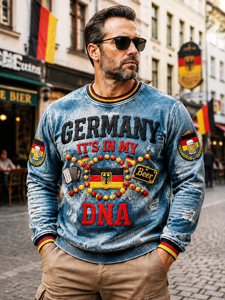 Herren-Casual-T-Shirt mit Jeans-Print, inspiriert vom Tag der Deutschen Einheit