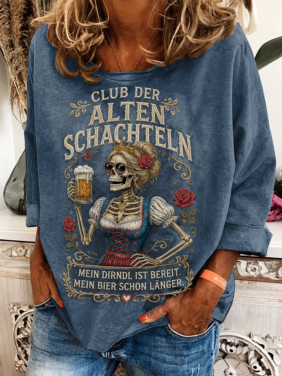 Frauen Lustiges Oktoberfest Print Sweatshirt