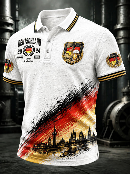 Männer weiße deutsche Flagge National Day Print Casual Polo Shirt