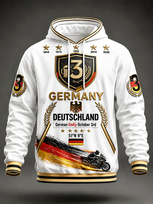 Herren weißes deutsches National feiertag druck lässig Kapuzen-Sweatshirt