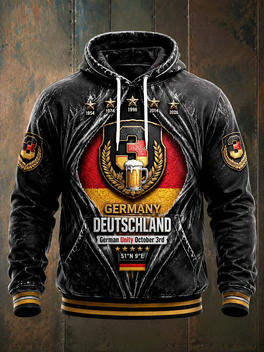 Schwarzer deutscher National feiertag 3D-gedrucktes lässiges Kapuzen-Sweatshirt für Männer