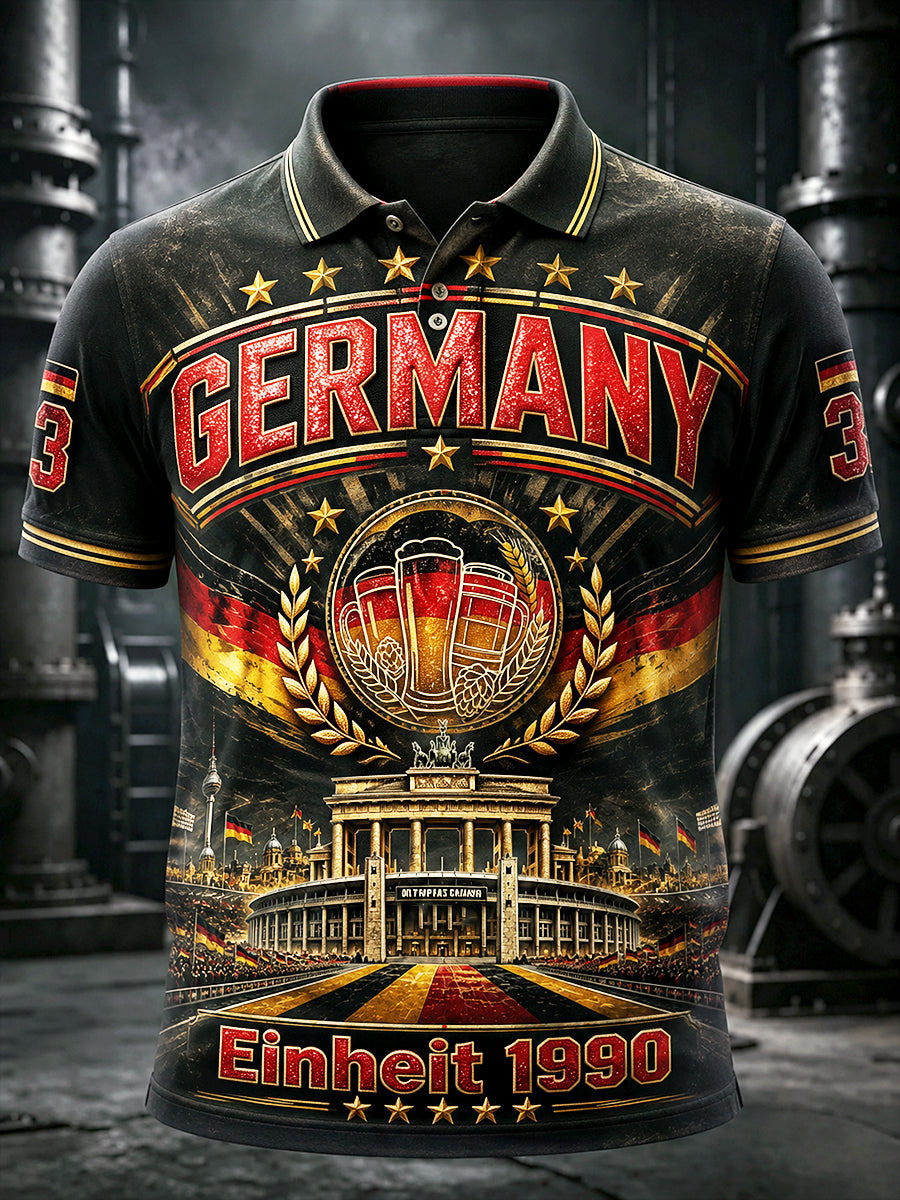 Herren-National feiertag Bier-Print-lässiges Polos hirt