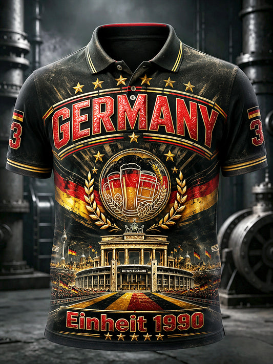 Herren-National feiertag Bier-Print-lässiges Polos hirt