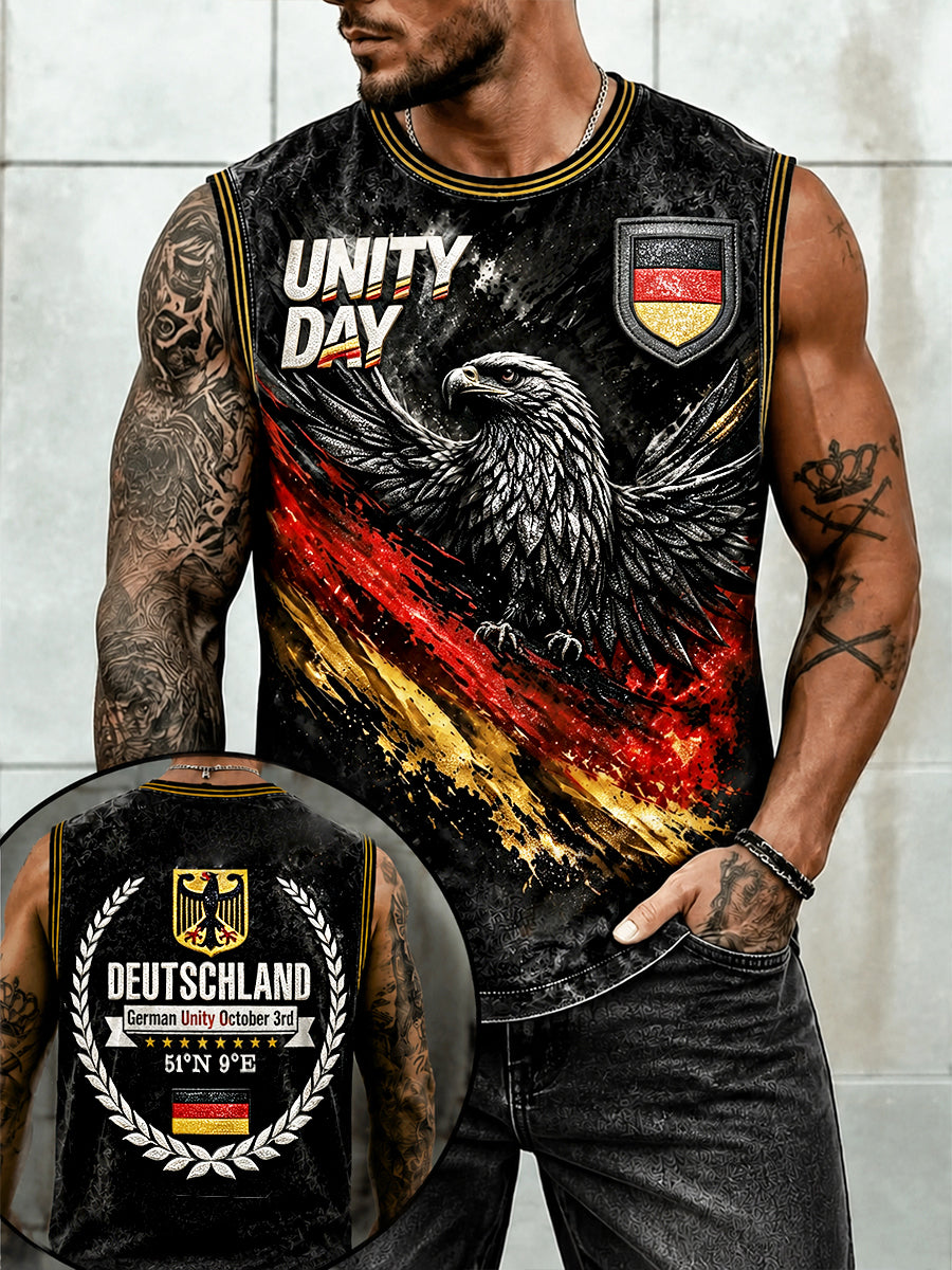 Herren Schwarzer Deutscher National feiertag Adler-Print Freizeit weste