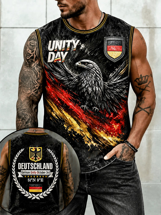 Herren Schwarzer Deutscher National feiertag Adler-Print Freizeit weste
