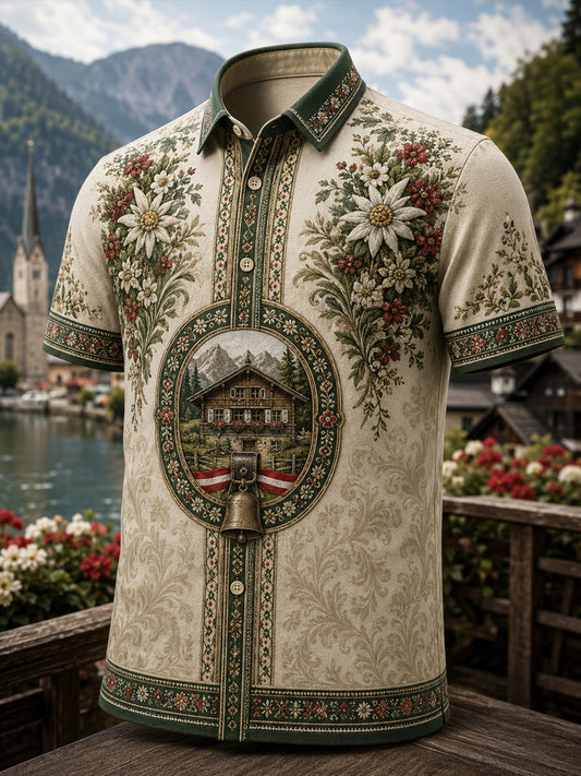Herren-Landhausstil-Hemd mit Kunstdruck, lässig