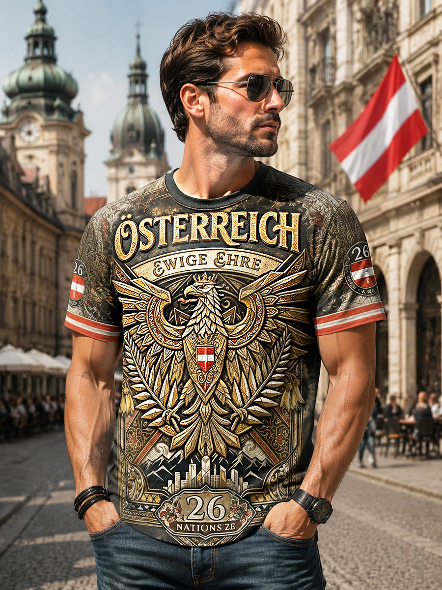 Lässiges Herren-T-Shirt mit österreichischem Nationalfeiertagsmotiv