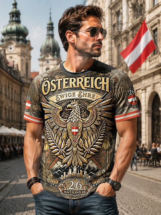 Lässiges Herren-T-Shirt mit österreichischem Nationalfeiertagsmotiv