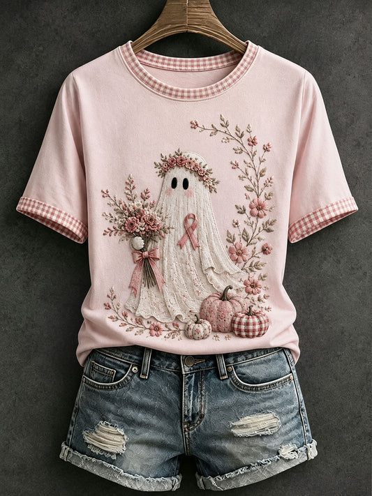 Rosa Halloween-T-Shirt für Damen