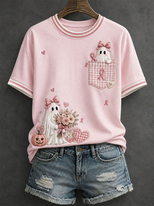 Rosa Halloween-T-Shirt für Damen