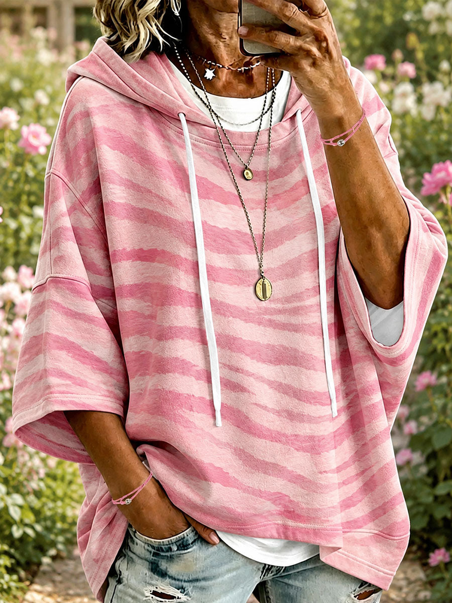 Rosa Zebra-Kapuzenpullover für Damen