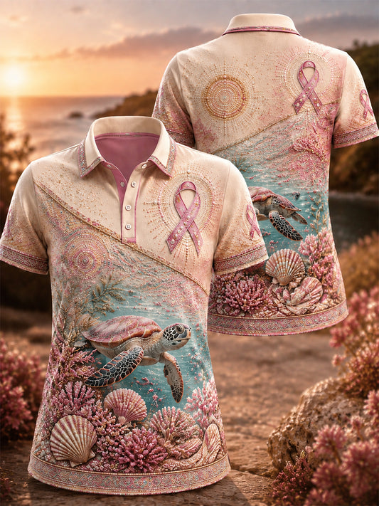 Australisches Poloshirt zur Brustkrebsaufklärung für Frauen