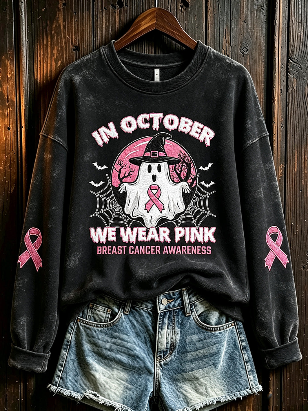 Frauen Brustkrebs Thema Muster gedruckt lässig Sweatshirt