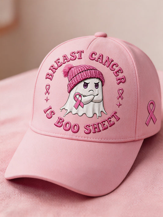 Unisex im Oktober tragen wir rosa Halloween Pink Ghost Print Brustkrebs Bewusstsein Unterstützung Hut