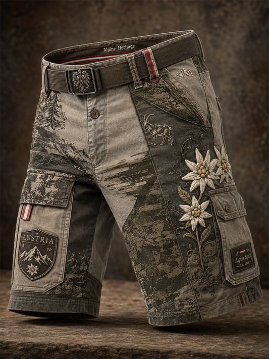 Herren-Shorts im österreichischen Landhausstil mit Cargotaschen