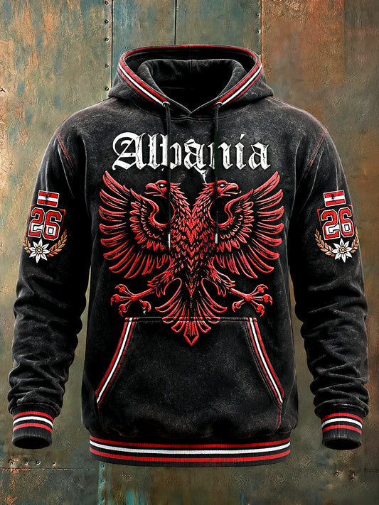 Herren-Kapuzenpullover mit österreichischem Adler-Print im Casual-Stil