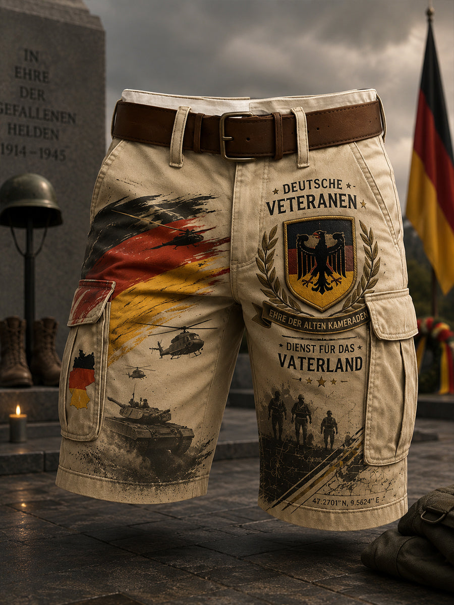 Herren-Cargo-Kurzhose mit vintage Militär-Print