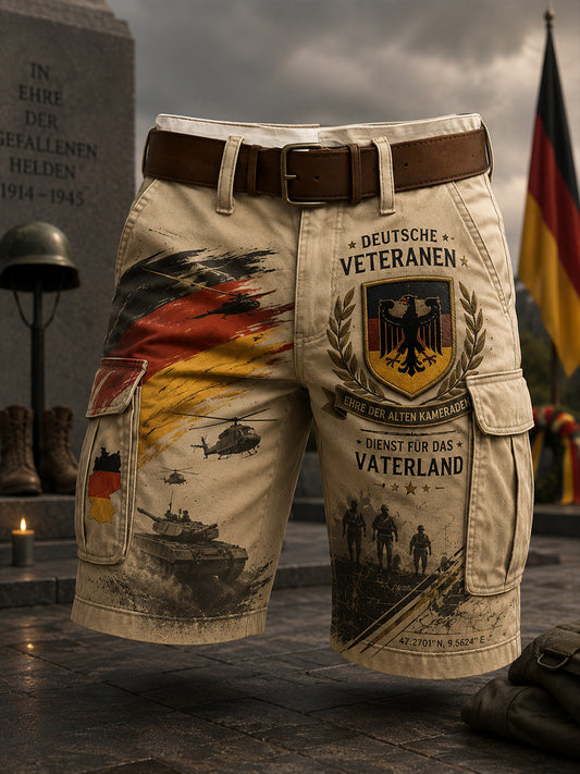 Herren-Cargo-Kurzhose mit vintage Militär-Print