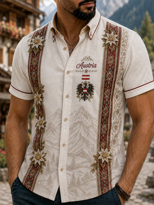 Herren-Hemd mit kurzen Ärmeln im österreichischen Landhausstil