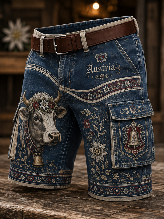 Herren-Shorts im österreichischen Landhausstil mit Cargotaschen