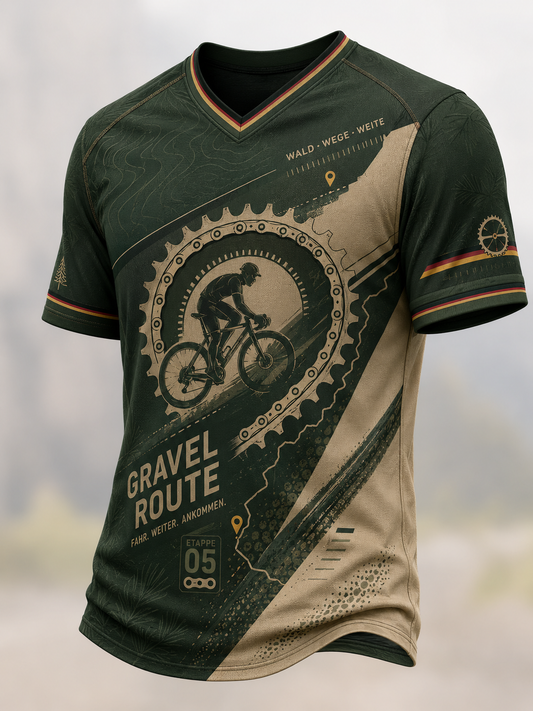 Herren-T-Shirt mit V-Ausschnitt zur Fahrradkultur