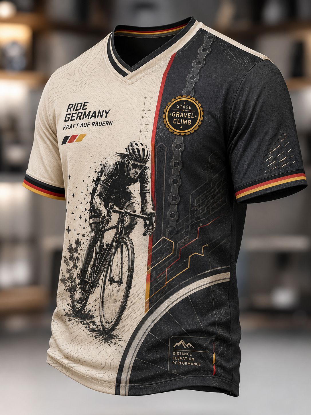 Herren-T-Shirt mit V-Ausschnitt zur Fahrradkultur