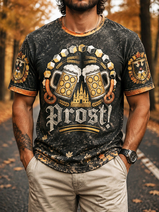 Herren-T-Shirt in Schwarz mit Oktoberfest-Print – lässig für den Herbst