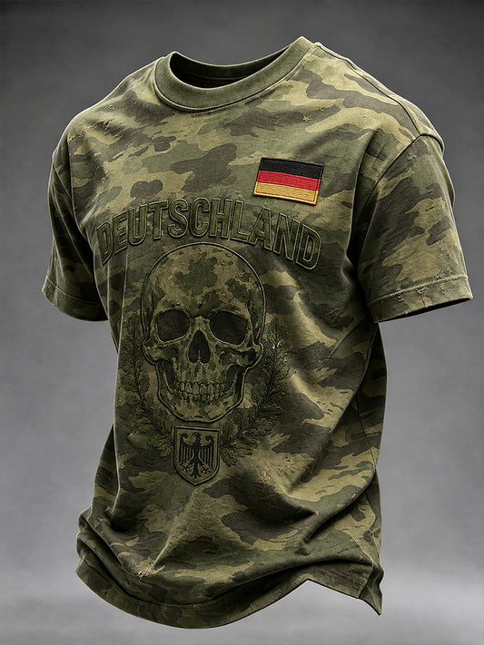 Herren-T-Shirt mit kurzen Ärmeln und grafischem Veteranen-Gedenkdruck