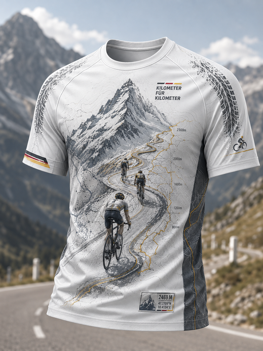 Herren-T-Shirt mit kurzen Ärmeln im Stil der deutschen Radsportkultur