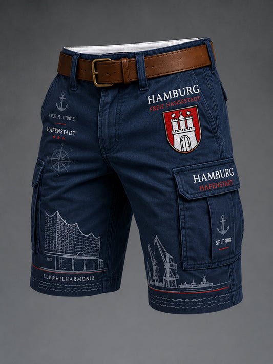 Herren-Cargo-Kurzhose im urbanen Stil mit grafischem Motiv