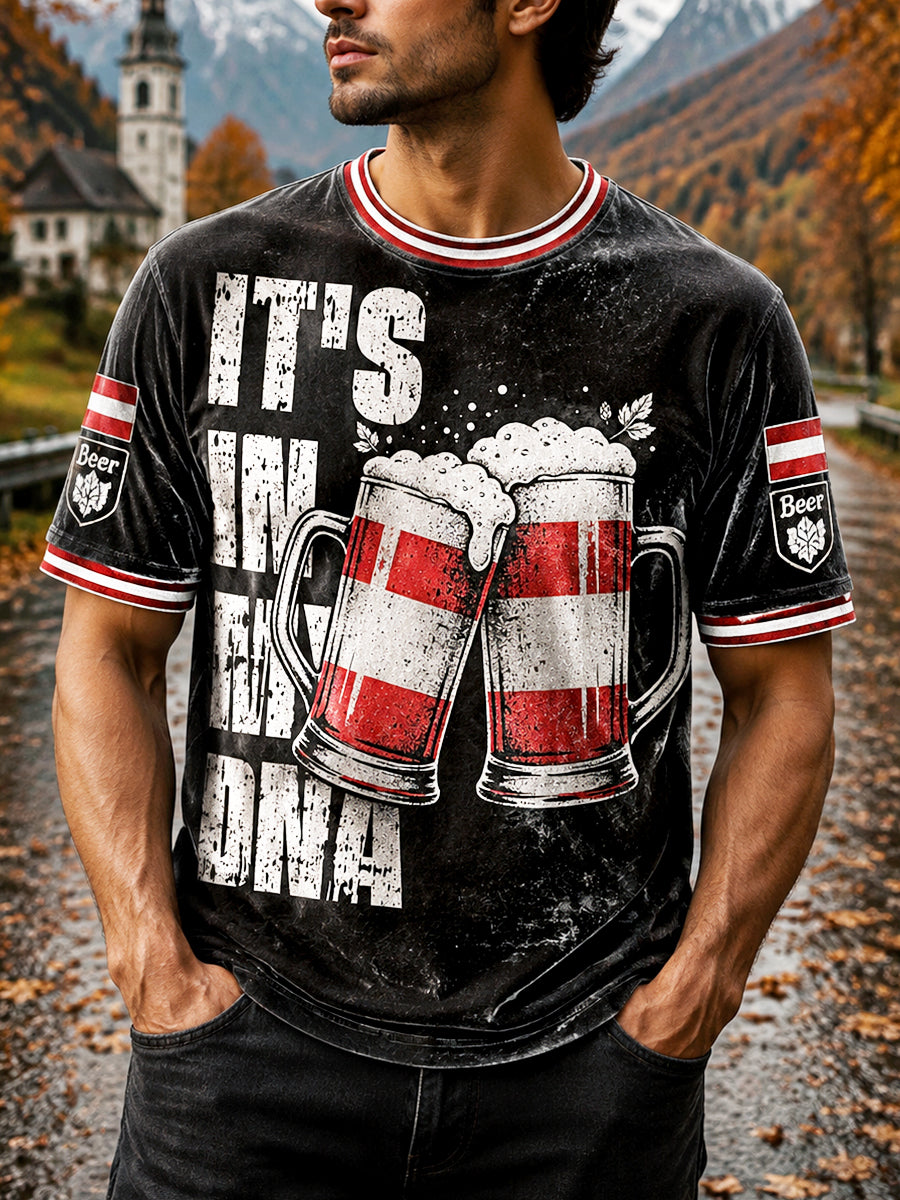 Männer Österreich isches Bierfest Print Dunkelgrau Casual T-Shirt