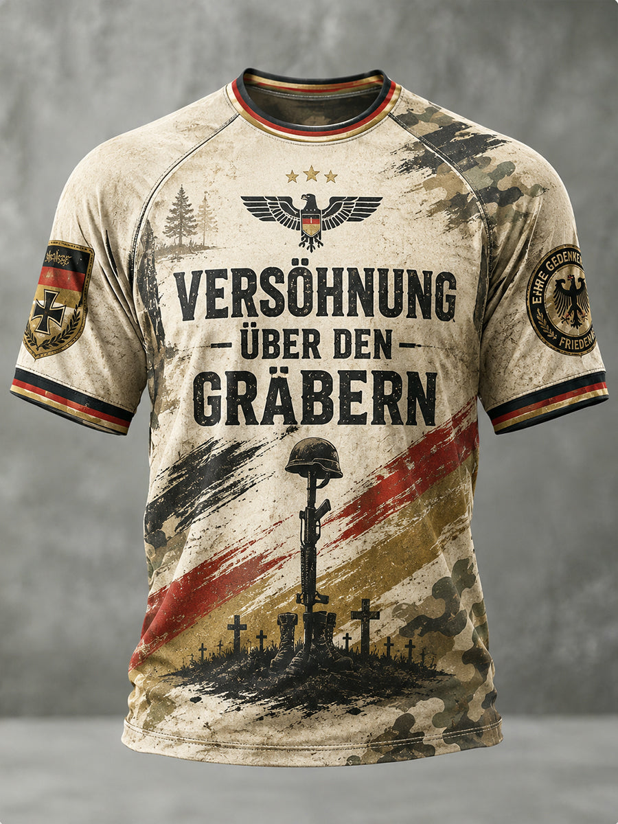 Herren-Graphic-Raglan-T-Shirt mit kurzen Ärmeln und Veteranengedenkspruch
