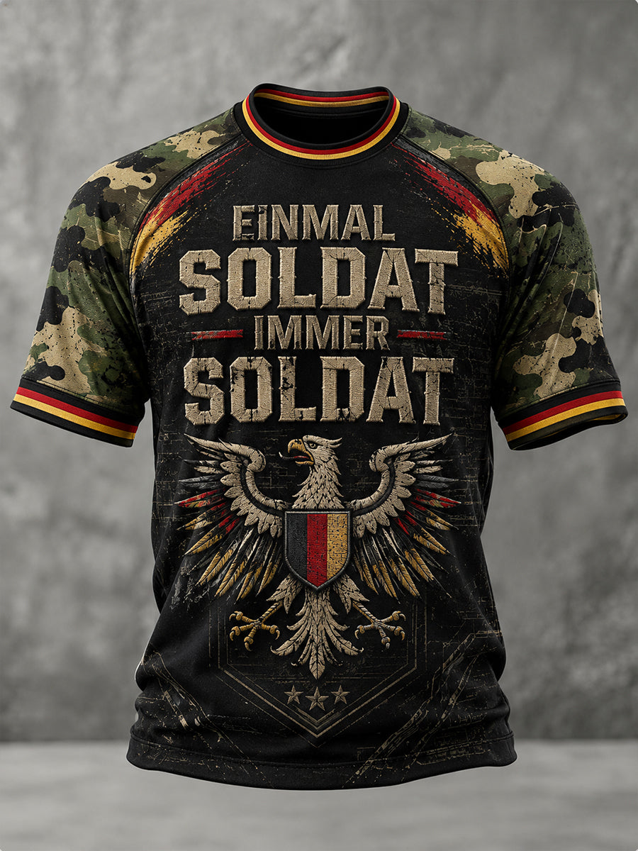Herren-Graphic-Raglan-T-Shirt mit kurzen Ärmeln und Veteranengedenkspruch
