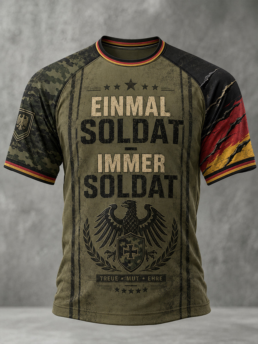 Herren-Graphic-Raglan-T-Shirt mit kurzen Ärmeln und Veteranengedenkspruch