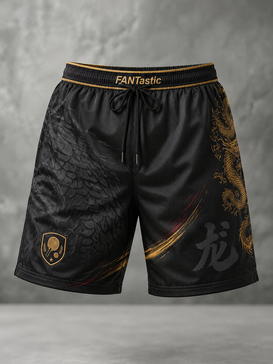 Herren-Sportshorts mit Tischtennis-Motiv-Print