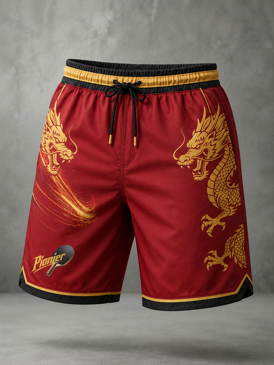 Herren-Sportshorts mit Tischtennis-Motiv-Print