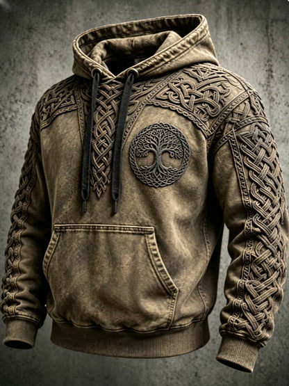 Herren Retro Viking Valknut Tree Life Overs ized Drop-Shoulder Hoodie