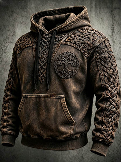 Herren Retro Viking Valknut Tree Life Overs ized Drop-Shoulder Hoodie
