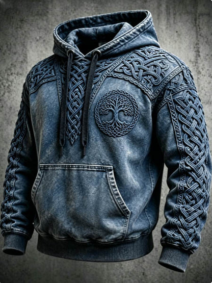 Herren Retro Viking Valknut Tree Life Overs ized Drop-Shoulder Hoodie