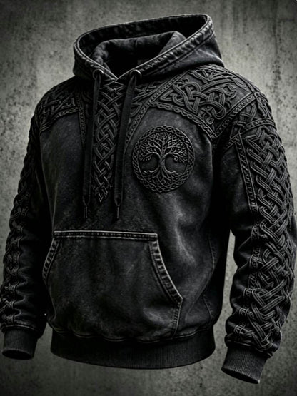 Herren Retro Viking Valknut Tree Life Overs ized Drop-Shoulder Hoodie