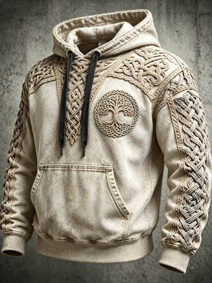 Herren Retro Viking Valknut Tree Life Overs ized Drop-Shoulder Hoodie