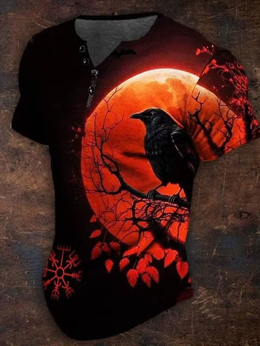 Legeres Henley-Shirt mit Vintage-Viking-Print