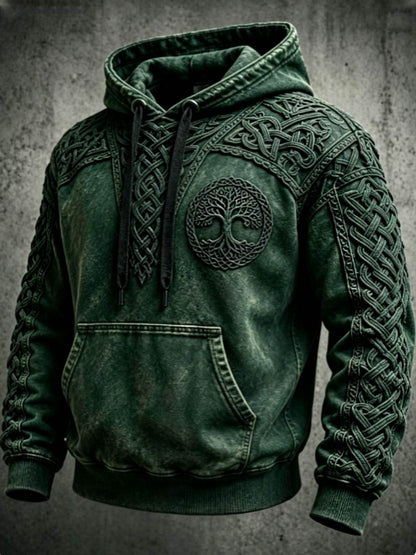 Herren Retro Viking Valknut Tree Life Overs ized Drop-Shoulder Hoodie